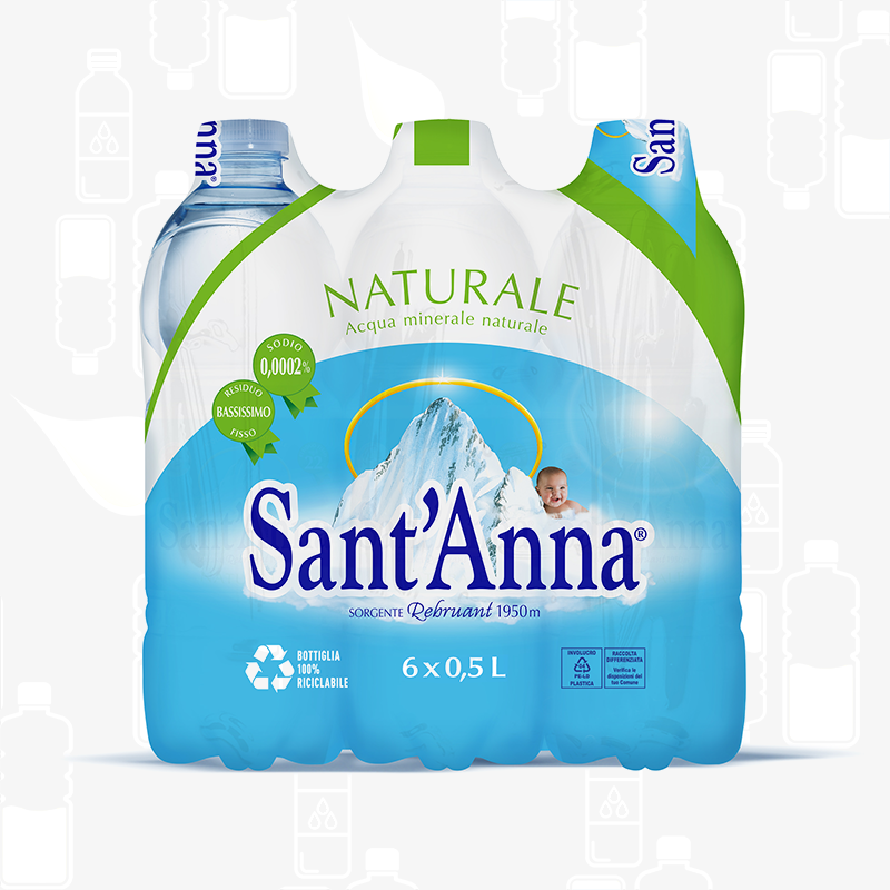 Sant'Anna Natural Mineral Water - 6 Pack - 16.9 Fl Oz- Made in Italy