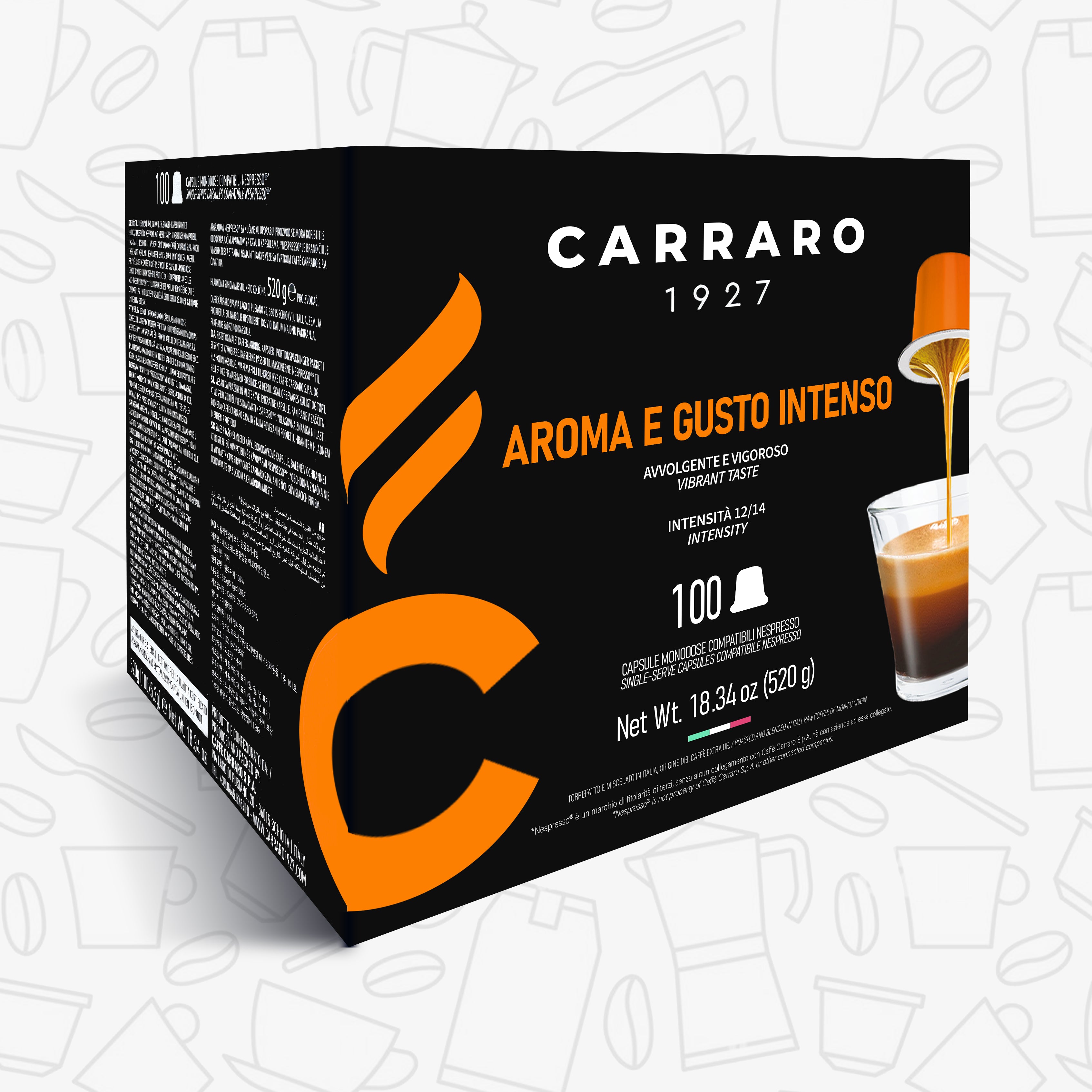 Carraro AROMA E GUSTO INTENSO 100 Coffee Capsules