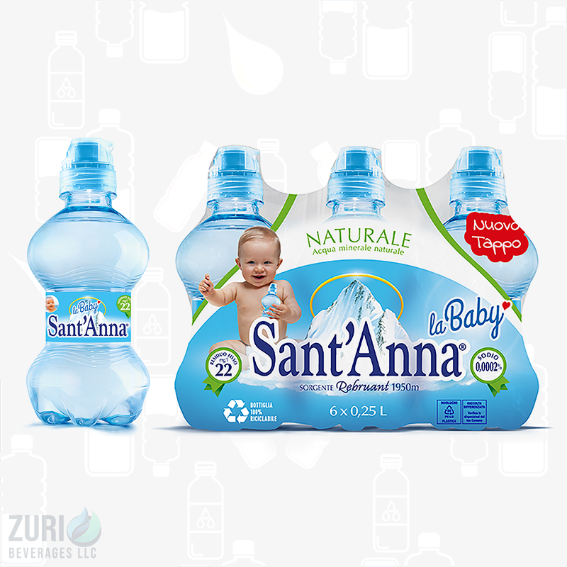 La Baby Sant’Anna Mineral Water low sodium,6-Pack 250ML - Made in Italy